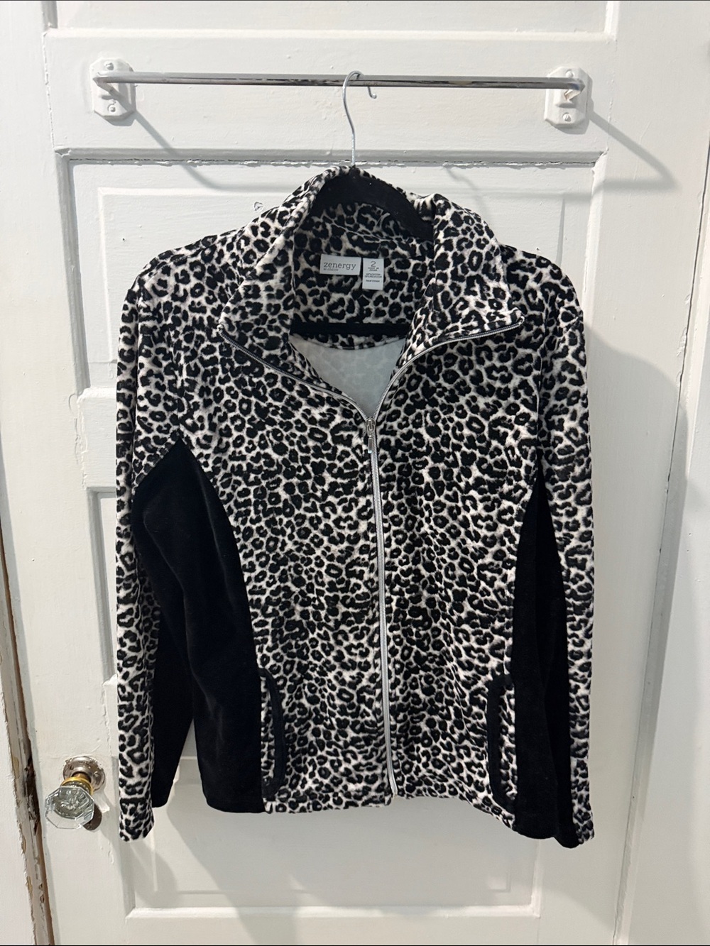 Chico's Black and White Leopard Teddy Jacket